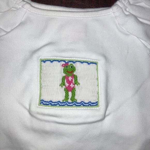 Smocked Giraffe Girls 2 pc green gingham short set. Size 6 - Picture 3 of 4